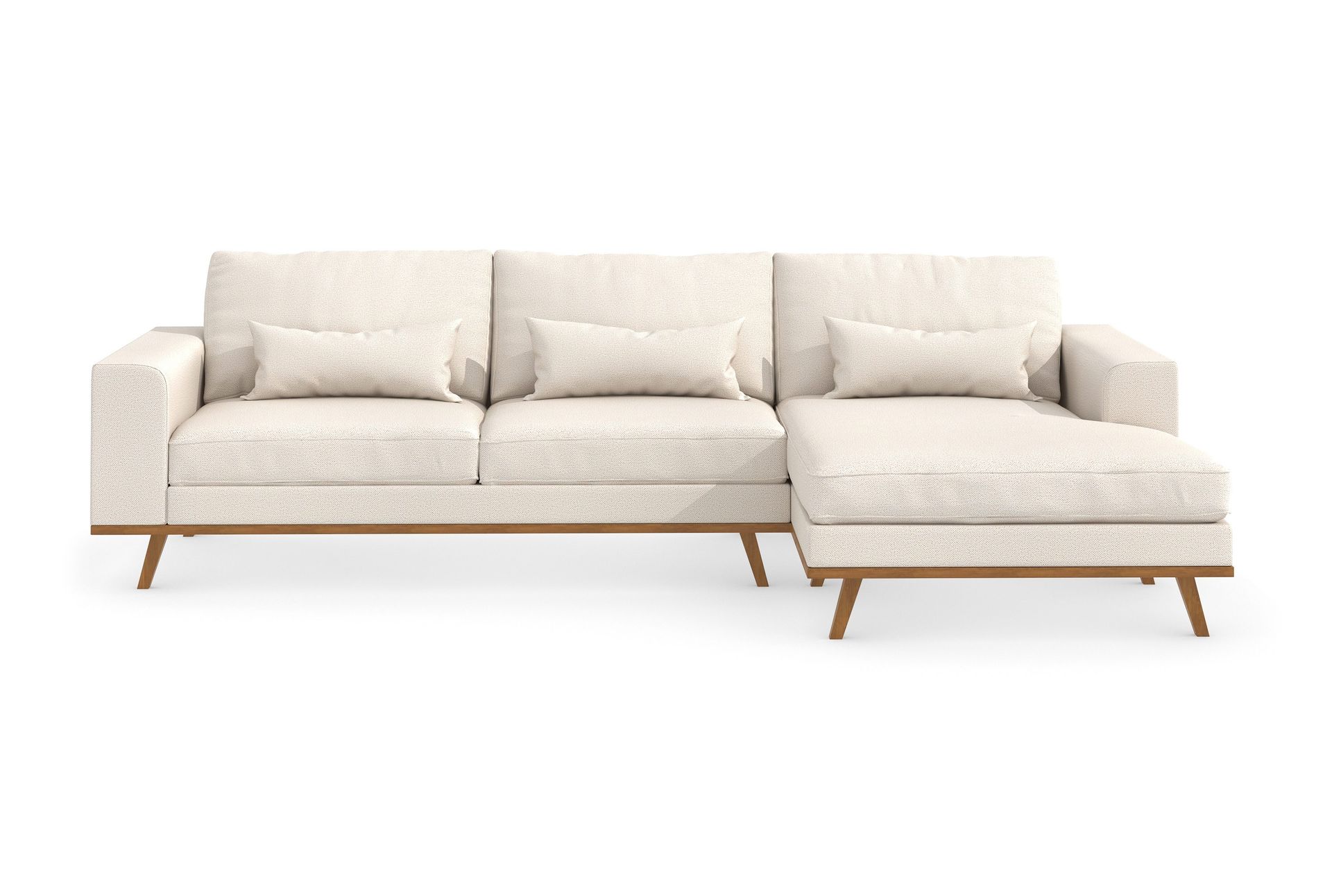 Copenhagen 4-seters Høyrevendt L-formet Divansofa i Stoff - Beige