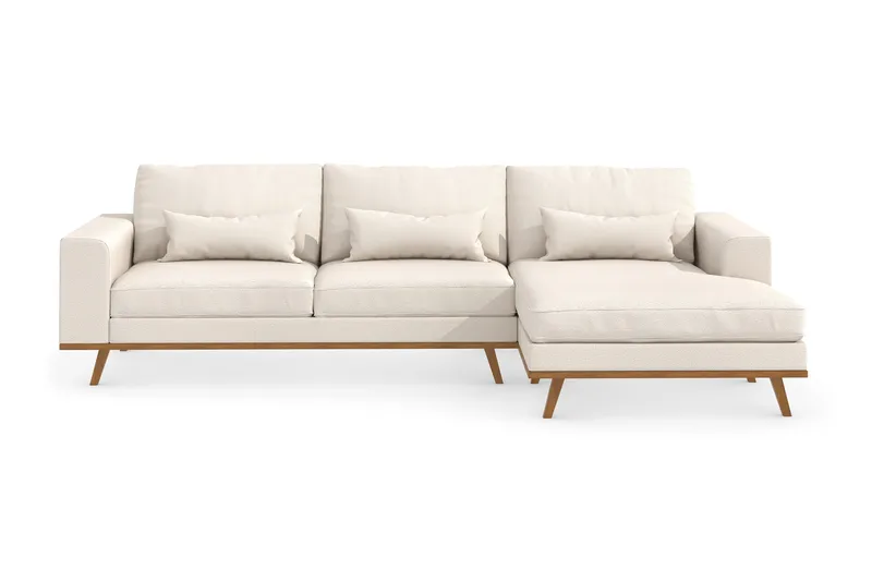 Copenhagen 4-seters Høyrevendt L-formet Divansofa i Stoff - Beige - Møbler - Sofaer - Sofa med sjeselong