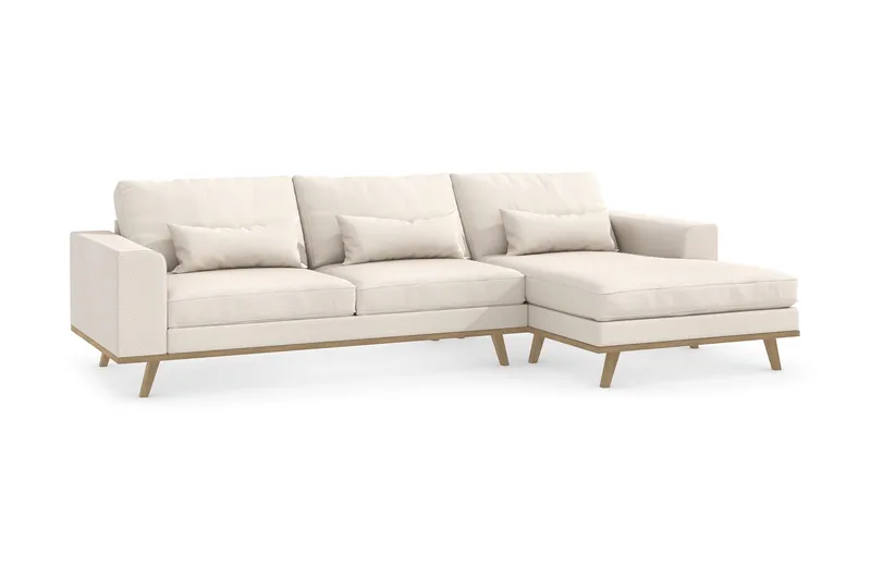Copenhagen 4-seters Høyrevendt L-formet Divansofa i Stoff - Beige - Møbler - Sofaer - Sofa med sjeselong