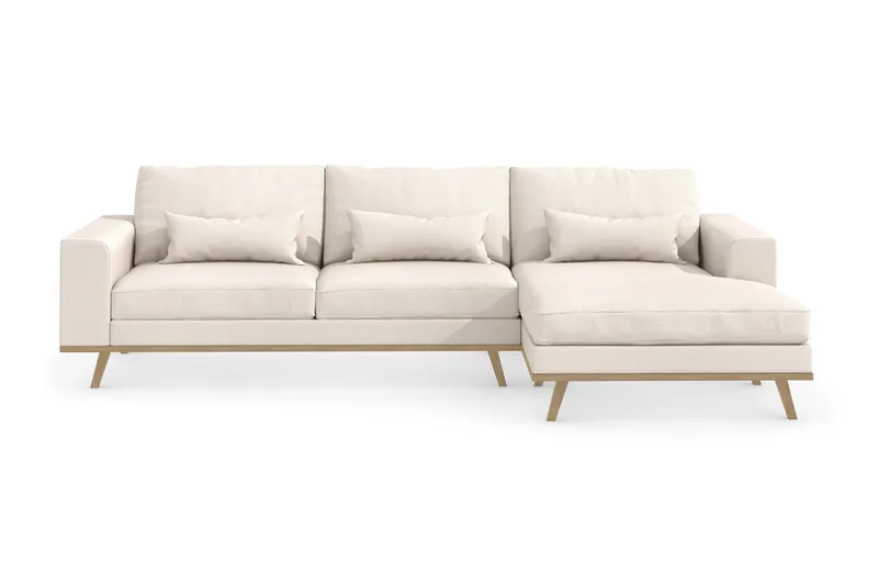 Copenhagen 4-seters Høyrevendt L-formet Divansofa i Stoff - Beige - Møbler - Sofaer - Sofa med sjeselong