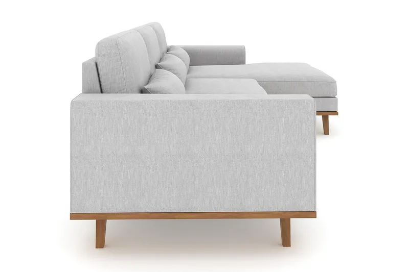 Copenhagen 4-seters Høyrevendt L-formet Divansofa i Stoff - Grå - Møbler - Sofaer - Sofa med sjeselong