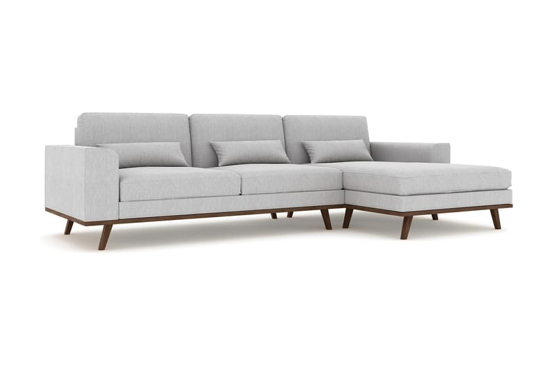 Copenhagen 4-seters Høyrevendt L-formet Divansofa i Stoff - Grå - Møbler - Sofaer - Sofa med sjeselong