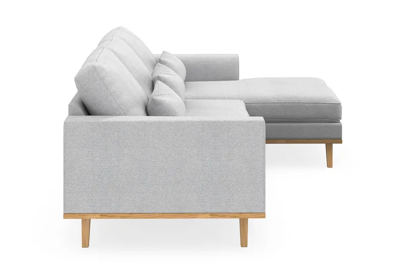 Copenhagen 4-seters Høyrevendt L-formet Divansofa i Stoff - Lys grå - Møbler - Sofaer - Sofa med sjeselong
