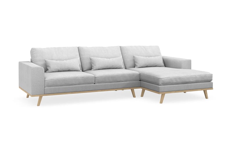 Copenhagen 4-seters Høyrevendt L-formet Divansofa i Stoff - Lys grå - Møbler - Sofaer - Sofa med sjeselong