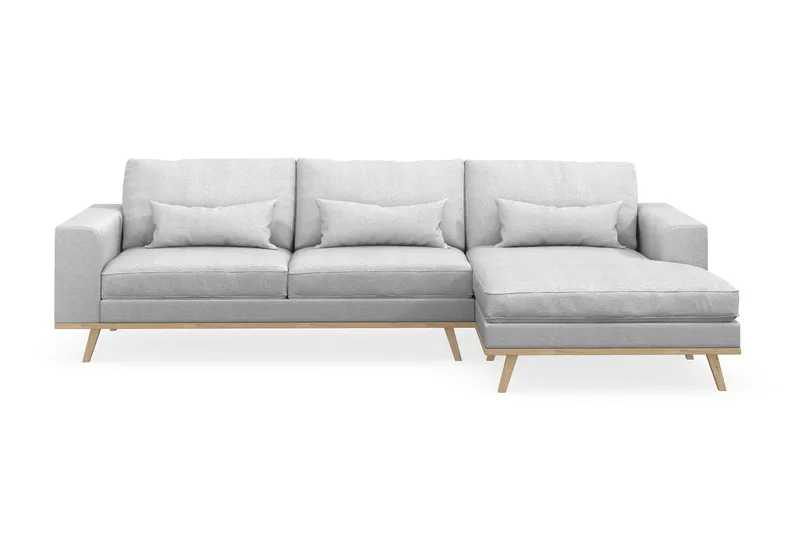 Copenhagen 4-seters Høyrevendt L-formet Divansofa i Stoff - Lys grå - Møbler - Sofaer - Sofa med sjeselong