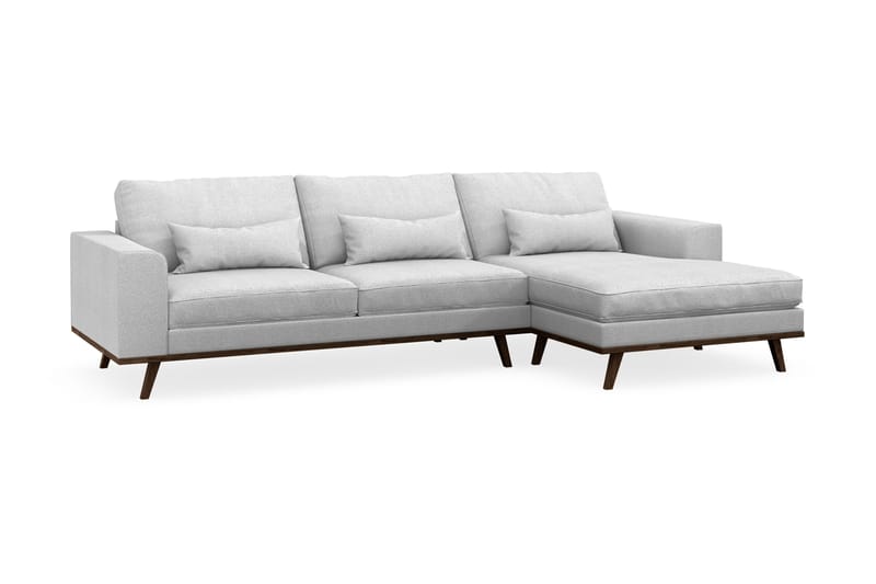 Copenhagen 4-seters Høyrevendt L-formet Divansofa i Stoff - Lys grå - Møbler - Sofaer - Sofa med sjeselong