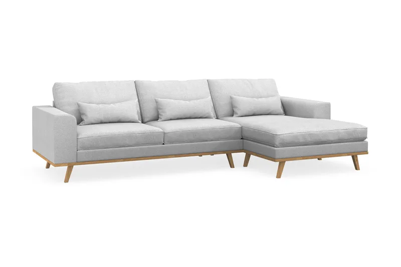 Copenhagen 4-seters Høyrevendt L-formet Divansofa i Stoff - Lys grå - Møbler - Sofaer - Sofa med sjeselong