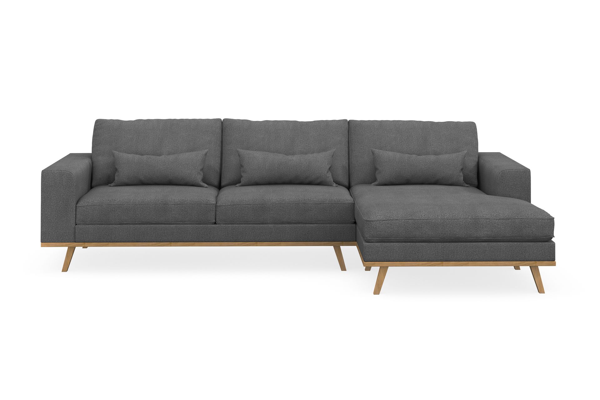 Copenhagen 4-seters Høyrevendt L-formet Divansofa i Stoff - Mørk grå - Møbler - Sofaer - Sofa med sjeselong