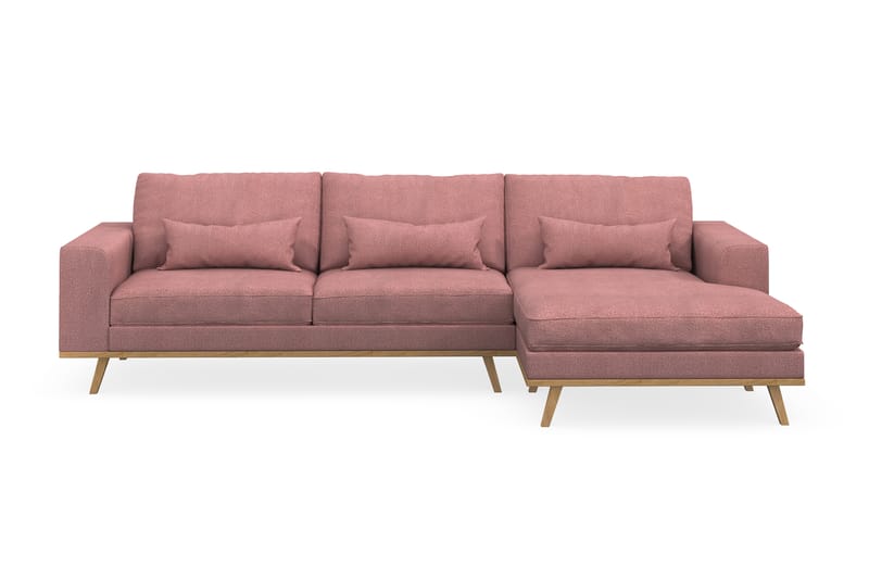 Copenhagen 4-seters Høyrevendt L-formet Divansofa i Stoff - Rosa - Møbler - Sofaer - Sofa med sjeselong