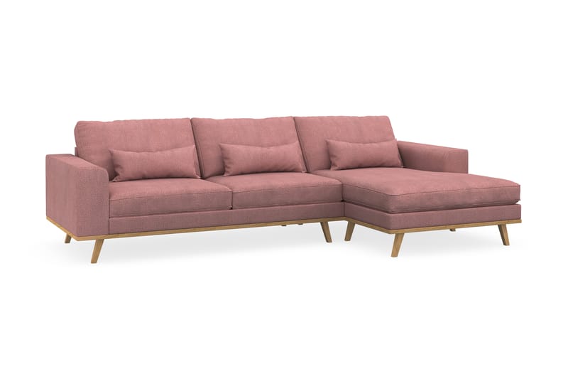 Copenhagen 4-seters Høyrevendt L-formet Divansofa i Stoff - Rosa - Møbler - Sofaer - Sofa med sjeselong