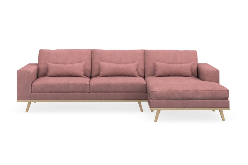 Copenhagen 4-seters Høyrevendt L-formet Divansofa i Stoff - Rosa - Møbler - Sofaer - Sofa med sjeselong