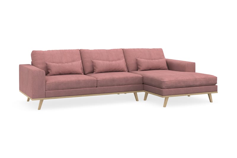 Copenhagen 4-seters Høyrevendt L-formet Divansofa i Stoff - Rosa - Møbler - Sofaer - Sofa med sjeselong