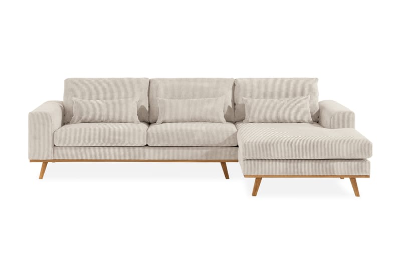 Copenhagen 4-seters Høyrevendt L-formet Dyp Divansofa i Manchester - Beige - Møbler - Sofaer - Sofa med sjeselong