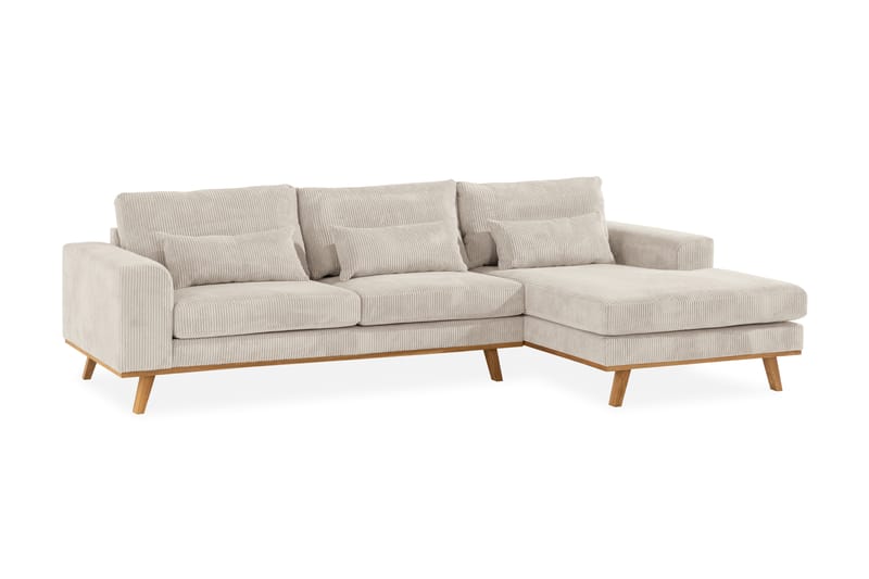 Copenhagen 4-seters Høyrevendt L-formet Dyp Divansofa i Manchester - Beige - Møbler - Sofaer - Sofa med sjeselong
