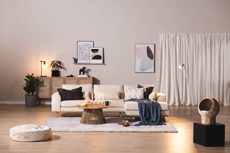 Copenhagen 4-seters Høyrevendt L-formet Dyp Divansofa i Manchester - Beige - Møbler - Sofaer - Sofa med sjeselong