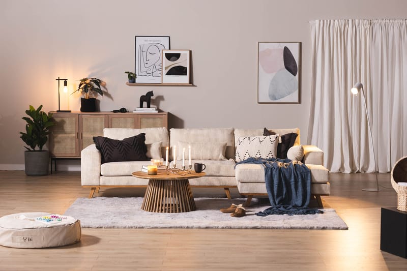 Copenhagen 4-seters H øyrevendt L-formet Dyp Divansofa i Manchester - Beige - Møbler - Sofaer - Sofa med sjeselong