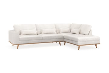 Copenhagen 4-seters Høyrevendt L-formet Sjeselongsofa i Bouclé - Hvit - Møbler - Sofaer - Sofa med sjeselong