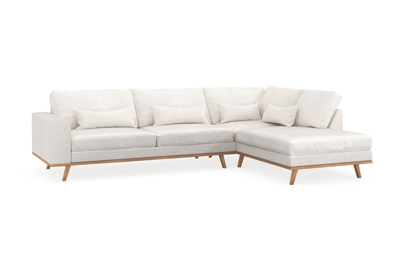 Copenhagen 4-seters Høyrevendt L-formet Sjeselongsofa i Bouclé - Hvit - Møbler - Sofaer - Sofa med sjeselong