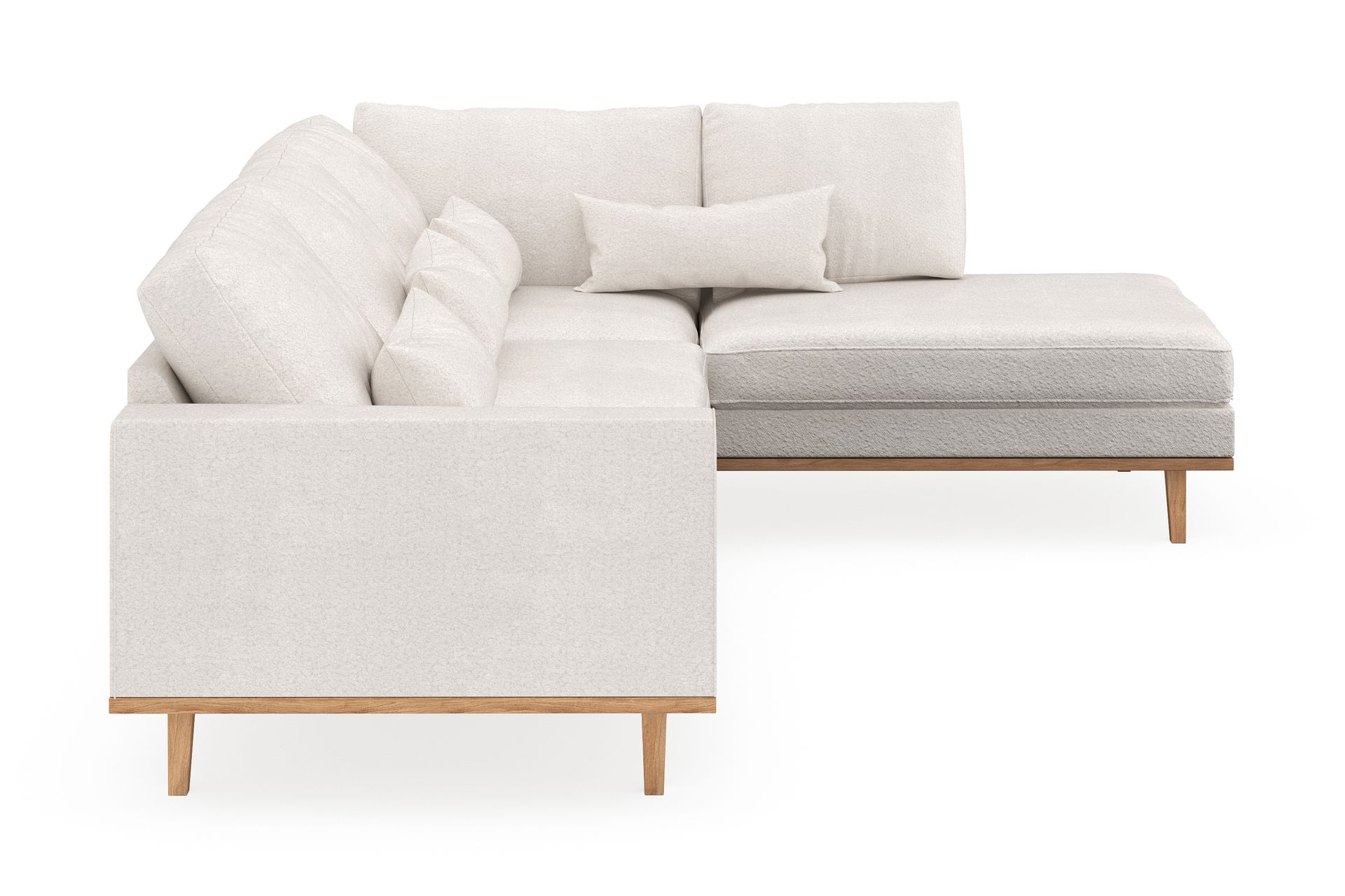 Copenhagen 4-seters Høyrevendt L-formet Sjeselongsofa i Bouclé - Hvit - Møbler - Sofaer - Sofa med sjeselong