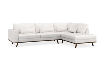 Copenhagen 4-seters Høyrevendt L-formet Sjeselongsofa i Bouclé - Hvit - Møbler - Sofaer - Sofa med sjeselong