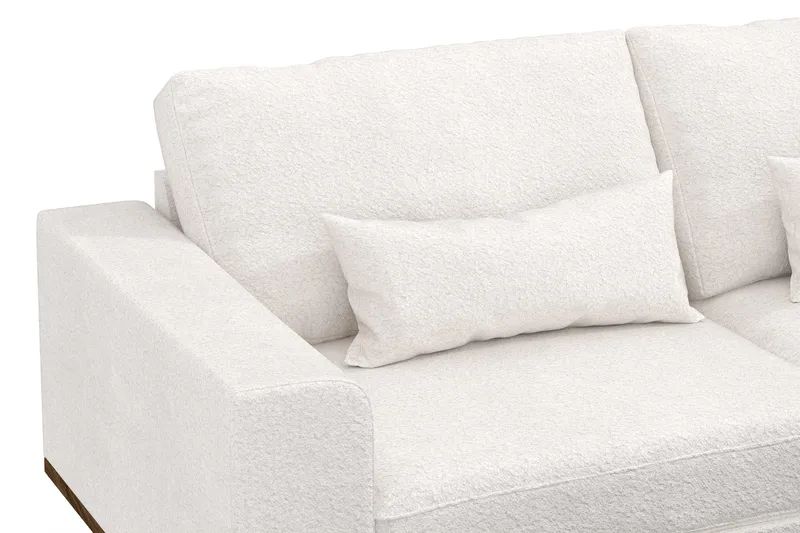 Copenhagen 4-seters Høyrevendt L-formet Sjeselongsofa i Bouclé - Hvit - Møbler - Sofaer - Sofa med sjeselong