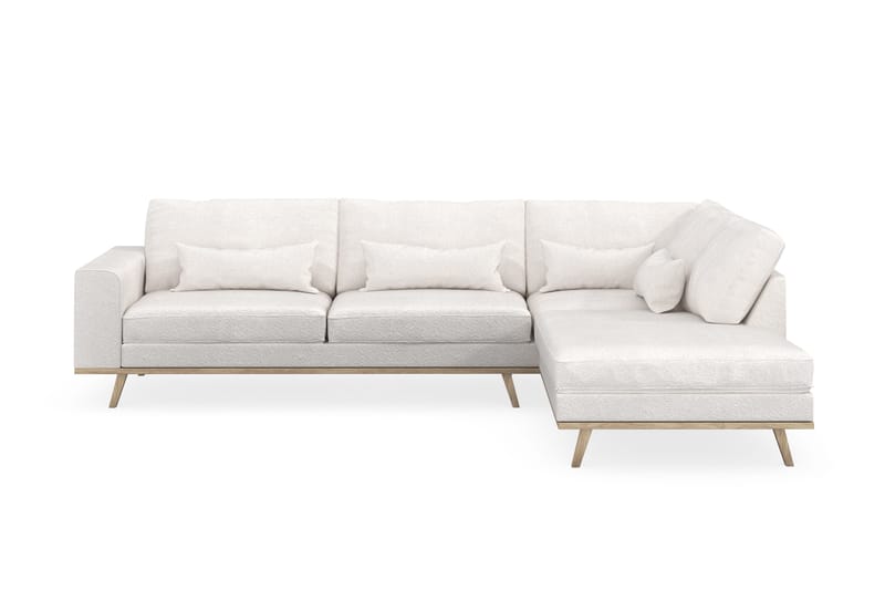Copenhagen 4-seters Høyrevendt L-formet Sjeselongsofa i Bouclé - Hvit - Møbler - Sofaer - Sofa med sjeselong