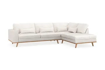 Copenhagen 4-seters Høyrevendt L-formet Sjeselongsofa i Bouclé - Hvit - Møbler - Sofaer - Sofa med sjeselong