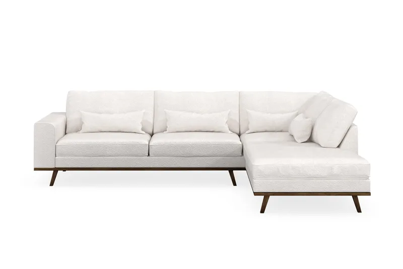 Copenhagen 4-seters Høyrevendt L-formet Sjeselongsofa i Bouclé - Hvit - Møbler - Sofaer - Sofa med sjeselong