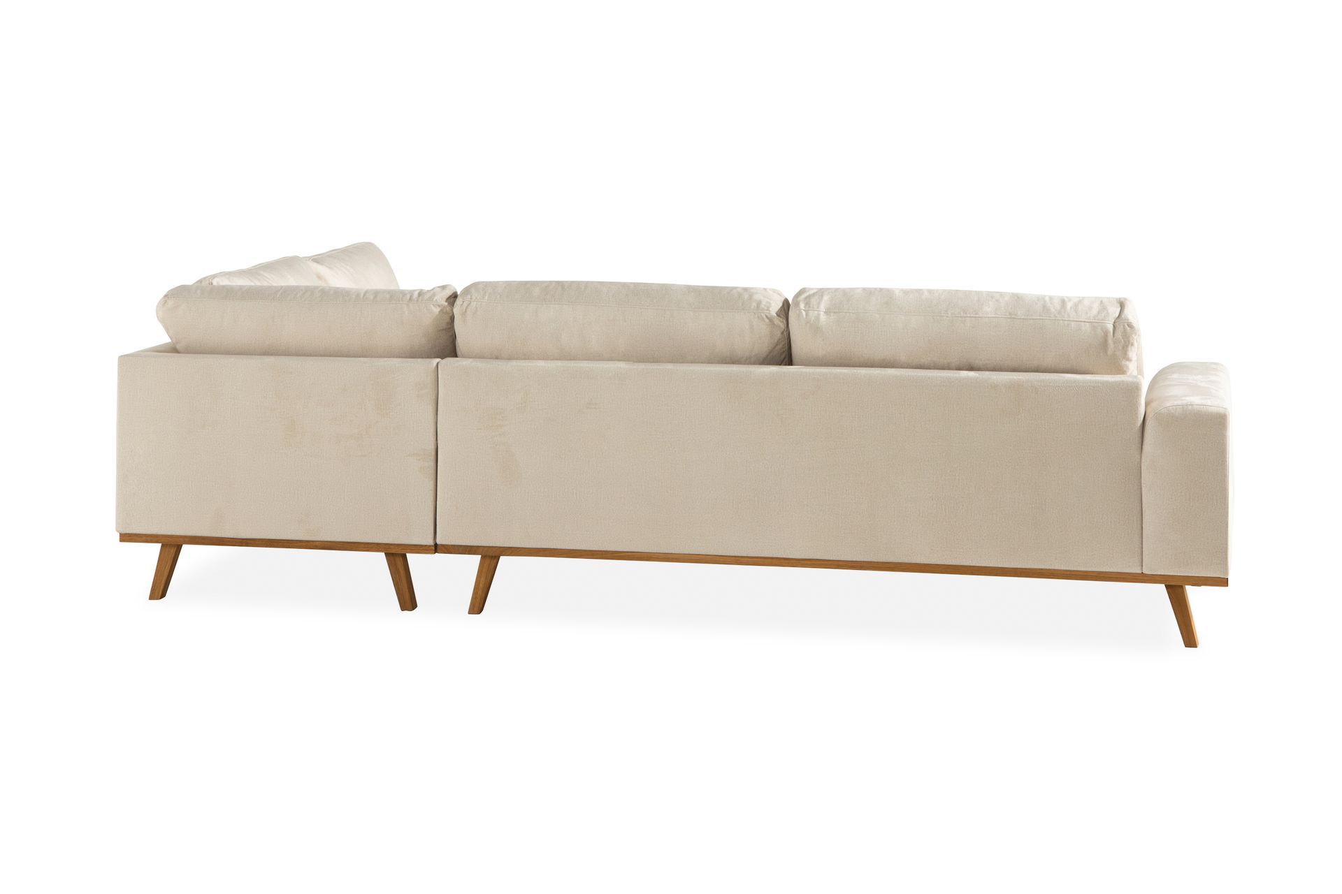 Copenhagen 4-seters Høyrevendt L-formet Sjeselongsofa i Fløyel - Beige - Møbler - Sofaer - Sofa med sjeselong