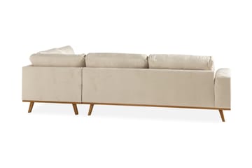 Copenhagen 4-seters Høyrevendt L-formet Sjeselongsofa i Fløyel - Beige - Møbler - Sofaer - Sofa med sjeselong