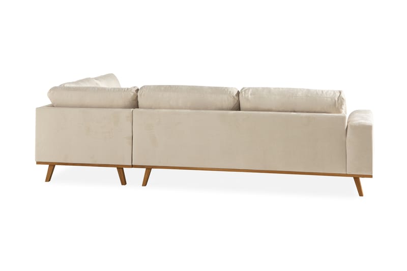 Copenhagen 4-seters Høyrevendt L-formet Sjeselongsofa i Fløyel - Beige - Møbler - Sofaer - Sofa med sjeselong