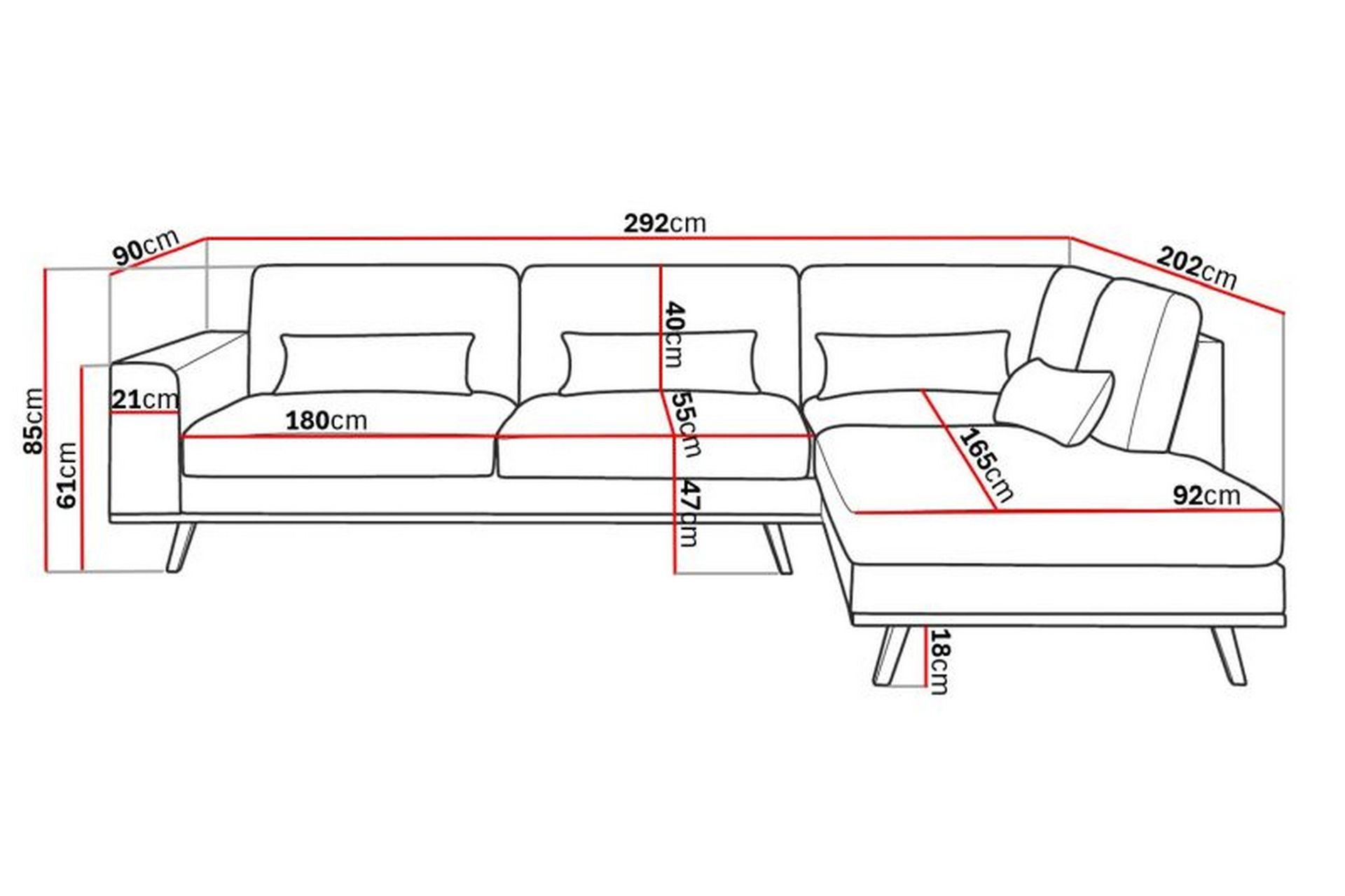 Copenhagen 4-seters Høyrevendt L-formet Sjeselongsofa i Fløyel - Beige - Møbler - Sofaer - Sofa med sjeselong