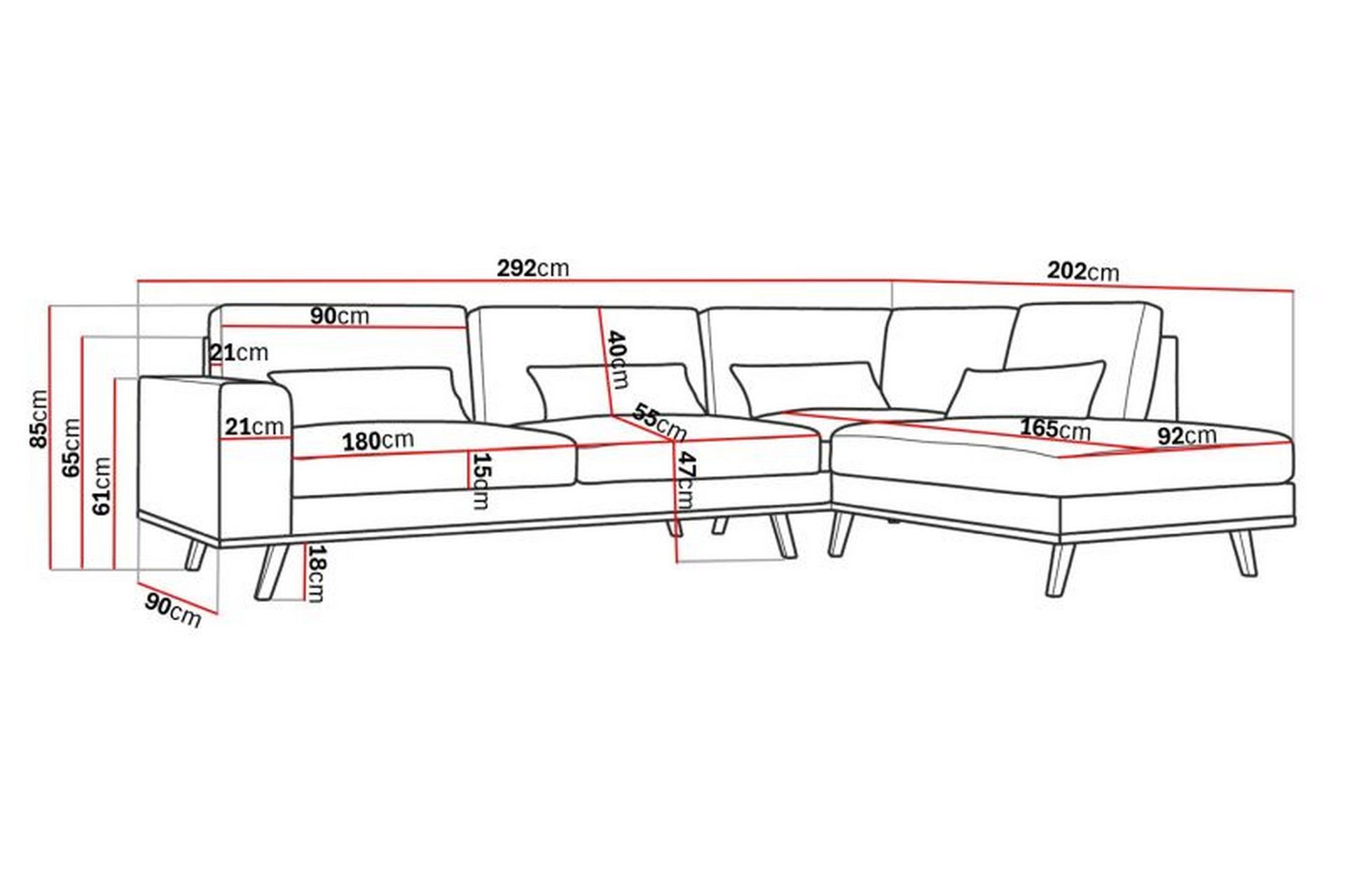 Copenhagen 4-seters Høyrevendt L-formet Sjeselongsofa i Fløyel - Beige - Møbler - Sofaer - Sofa med sjeselong