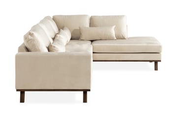 Copenhagen 4-seters Høyrevendt L-formet Sjeselongsofa i Fløyel - Beige - Møbler - Sofaer - Sofa med sjeselong