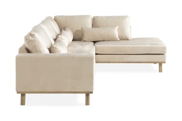 Copenhagen 4-seters Høyrevendt L-formet Sjeselongsofa i Fløyel - Beige - Møbler - Sofaer - Sofa med sjeselong