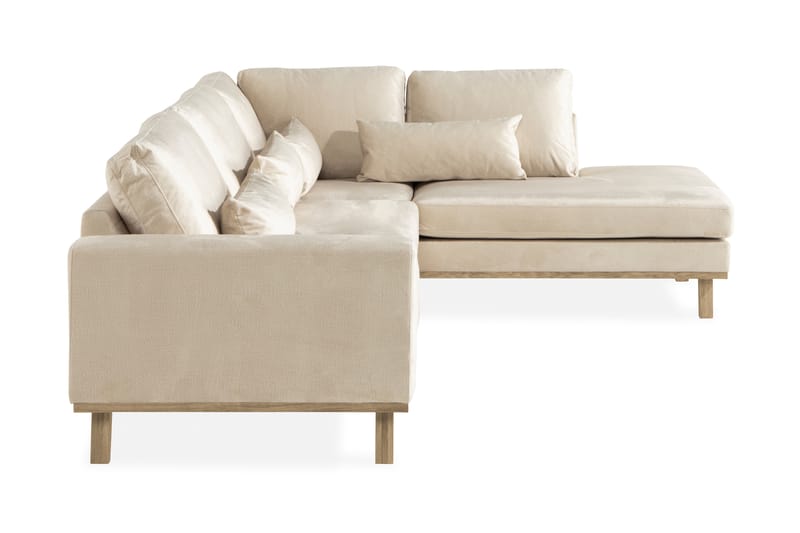 Copenhagen 4-seters Høyrevendt L-formet Sjeselongsofa i Fløyel - Beige - Møbler - Sofaer - Sofa med sjeselong