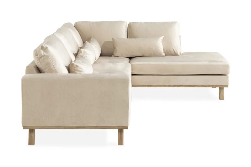 Copenhagen 4-seters Høyrevendt L-formet Sjeselongsofa i Fløyel - Beige - Møbler - Sofaer - Sofa med sjeselong