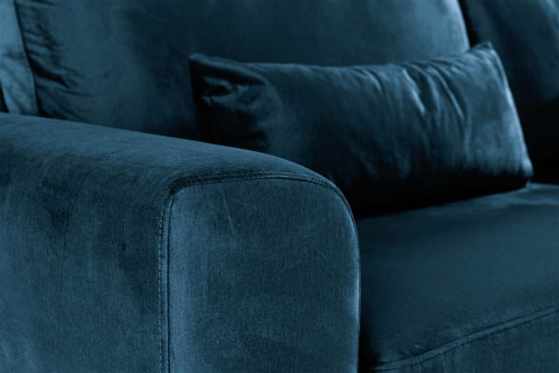 Copenhagen 4-seters Høyrevendt L-formet Sjeselongsofa i Fløyel - Blå - Møbler - Sofaer - Sofa med sjeselong