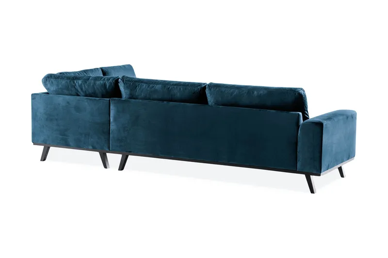 Copenhagen 4-seters Høyrevendt L-formet Sjeselongsofa i Fløyel - Blå - Møbler - Sofaer - Sofa med sjeselong