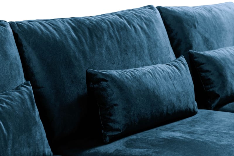 Copenhagen 4-seters Høyrevendt L-formet Sjeselongsofa i Fløyel - Blå - Møbler - Sofaer - Sofa med sjeselong