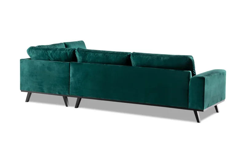 Copenhagen 4-seters Høyrevendt L-formet Sjeselongsofa i Fløyel - Grønn - Møbler - Sofaer - Sofa med sjeselong