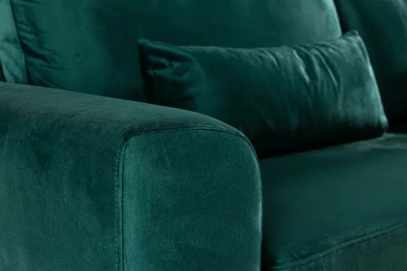 Copenhagen 4-seters Høyrevendt L-formet Sjeselongsofa i Fløyel - Grønn - Møbler - Sofaer - Sofa med sjeselong