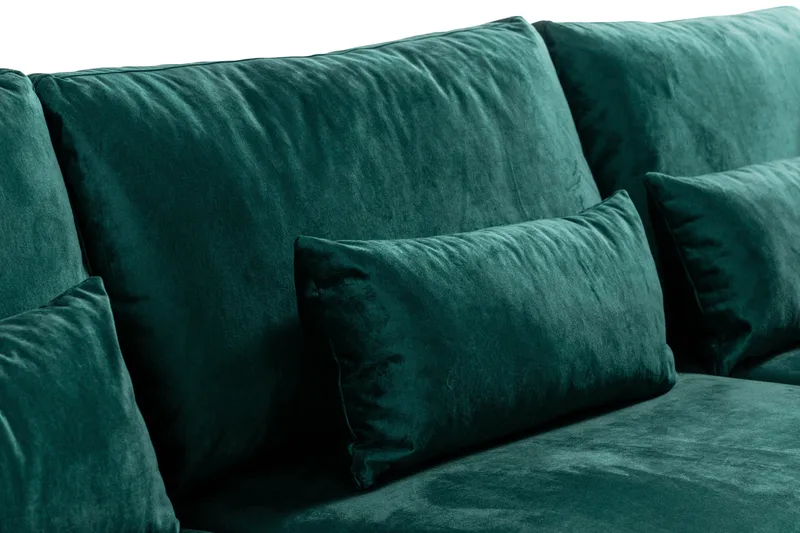 Copenhagen 4-seters Høyrevendt L-formet Sjeselongsofa i Fløyel - Grønn - Møbler - Sofaer - Sofa med sjeselong