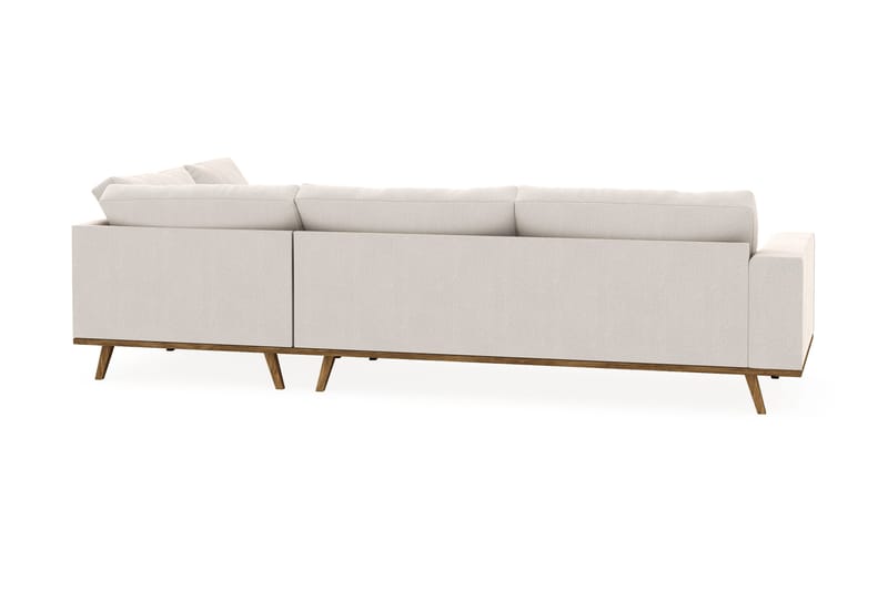 Copenhagen 4-seters Høyrevendt L-formet Sjeselongsofa i Fløyel - Kremhvit - Møbler - Sofaer - Sofa med sjeselong