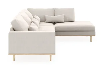 Copenhagen 4-seters Høyrevendt L-formet Sjeselongsofa i Fløyel - Kremhvit - Møbler - Sofaer - Sofa med sjeselong
