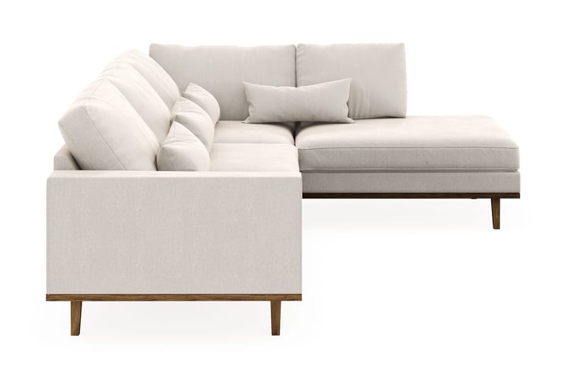 Copenhagen 4-seters Høyrevendt L-formet Sjeselongsofa i Fløyel - Kremhvit - Møbler - Sofaer - Sofa med sjeselong