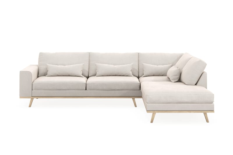 Copenhagen 4-seters Høyrevendt L-formet Sjeselongsofa i Fløyel - Kremhvit - Møbler - Sofaer - Sofa med sjeselong