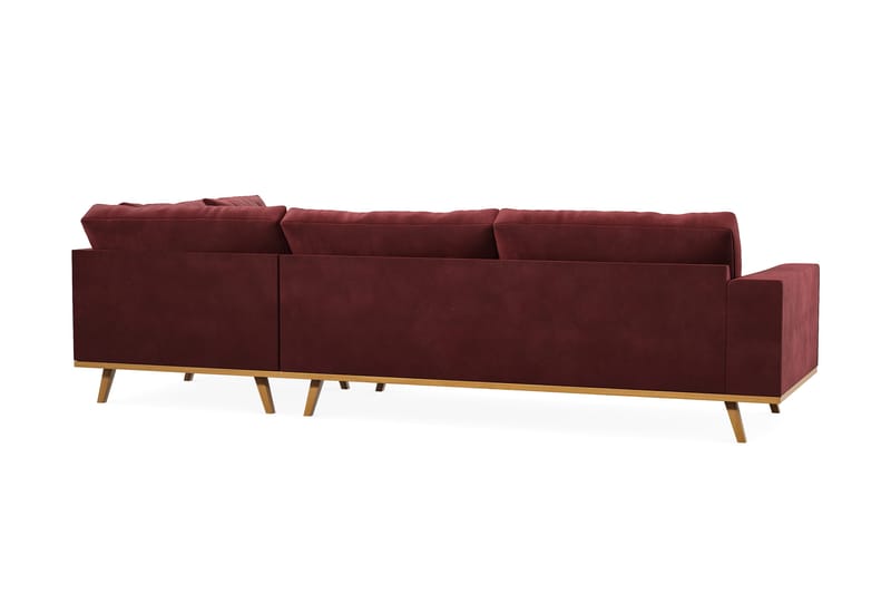 Copenhagen 4-seters Høyrevendt L-formet Sjeselongsofa i Fløyel - Lilla - Møbler - Sofaer - Sofa med sjeselong