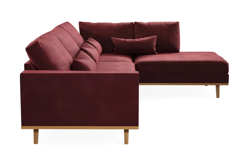 Copenhagen 4-seters Høyrevendt L-formet Sjeselongsofa i Fløyel - Lilla - Møbler - Sofaer - Sofa med sjeselong