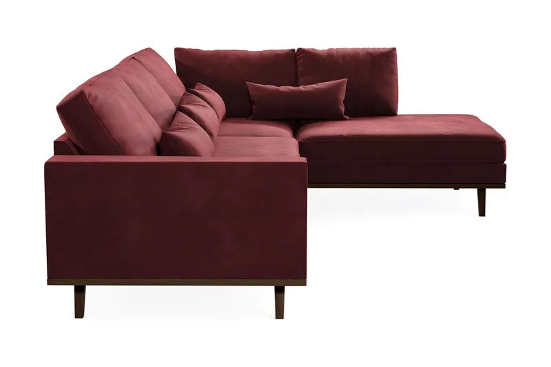 Copenhagen 4-seters Høyrevendt L-formet Sjeselongsofa i Fløyel - Lilla - Møbler - Sofaer - Sofa med sjeselong